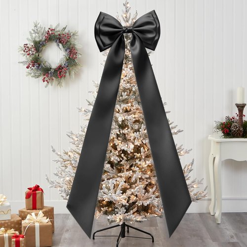 Giant Bow Decoration - 83x20 Inches Satin Bow for Party & Wedding Decor | Black Coquette Bows
