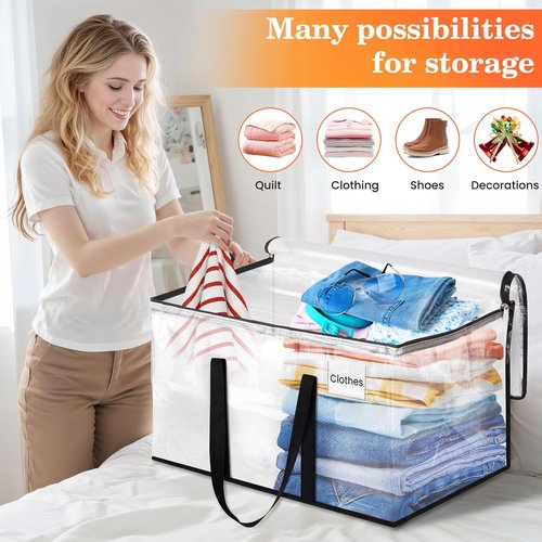 Extra Large Moving Bags by [Brand Name] - Heavy Duty Storage Tote with Strong Zippers & Handles | 93L, 8 Pack, Clear
