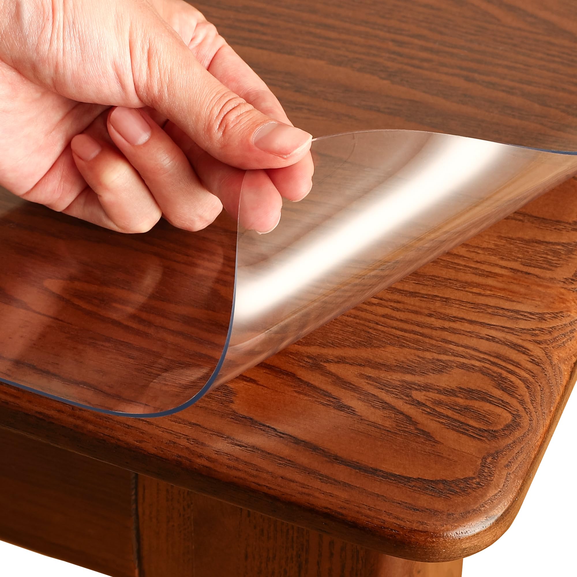 NAP2WELL Clear Table Cover Protector Rectangle 42 x 90 Inch, 2.0mm Transparent Plastic Table Protector Waterproof, Anti-Scratch Clear Desk Mat for Office Desktop Dresser Dining Table, FDA Compliant