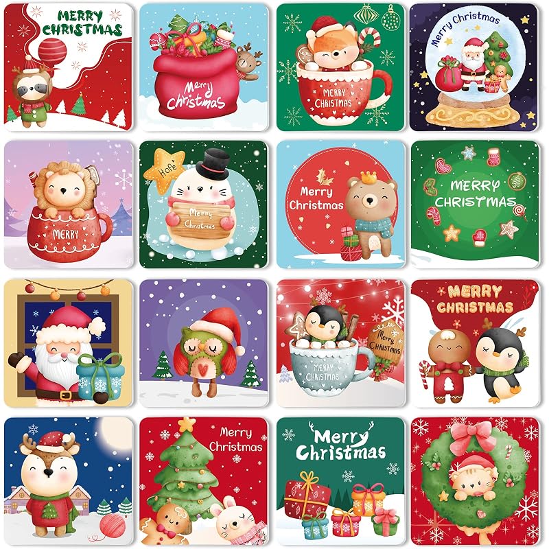 Mini Christmas Cards with Envelopes, 24 Pack – 3x3" Greeting Cards for Kids & Friends