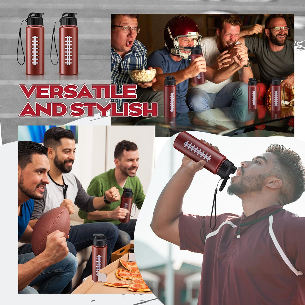 Mifoci 20 Pieces Sports Water Bottle Bulk 17 oz Reusable Plastic Biking Water Bottle Tumbler Adults Reusable Large Bottles with Leak Proof Flip Top for Party Outdoor (Football,Red)