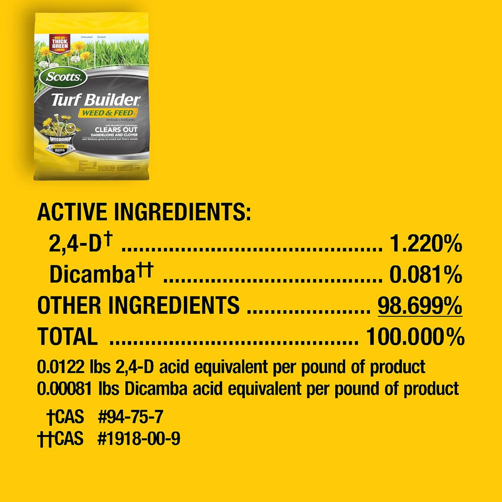 Scotts Turf Builder Weed and Feed 5 - Powerful Weed Killer & Lawn Fertilizer for 12,000 sq. ft.