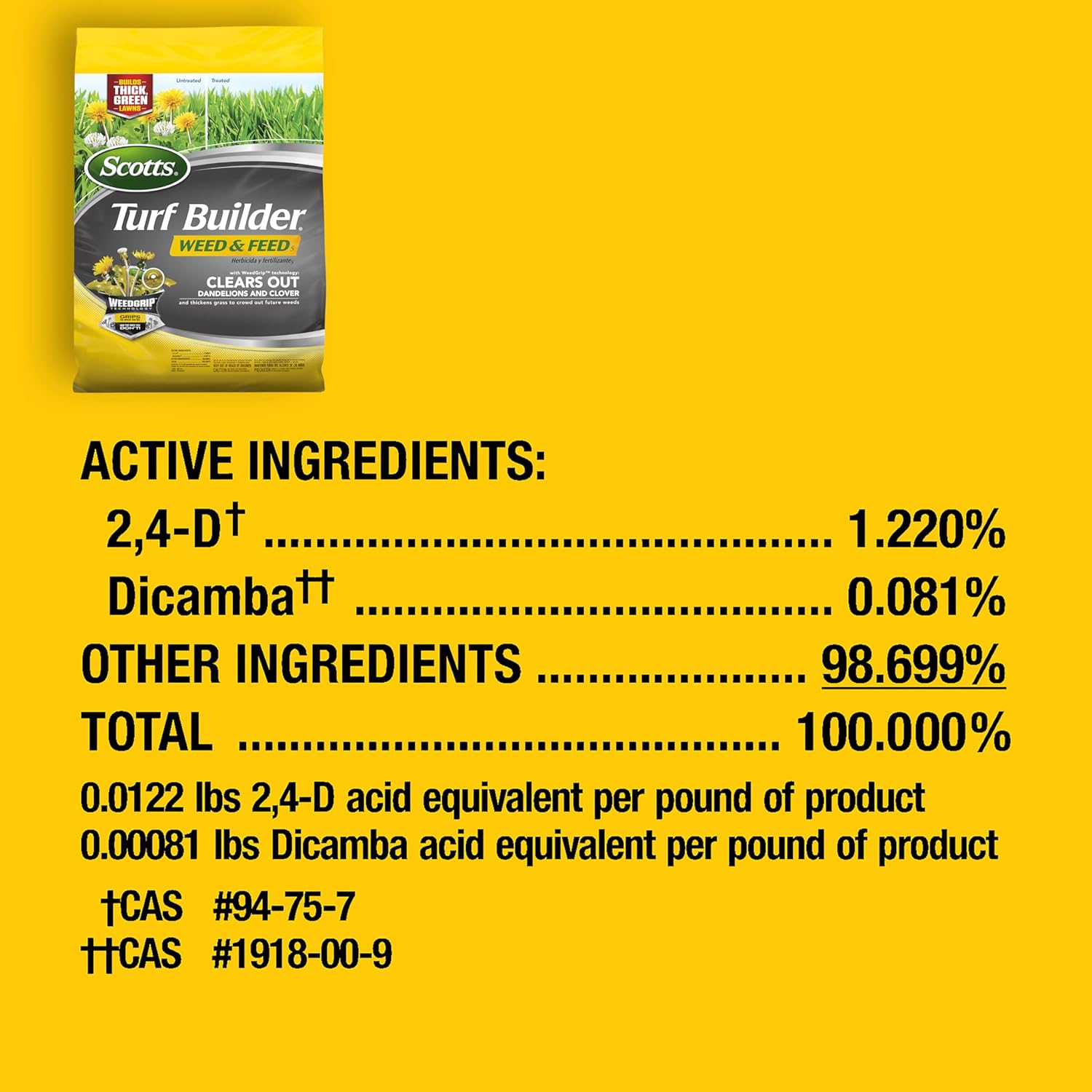 Scotts Turf Builder Weed and Feed 5 - Powerful Weed Killer & Lawn Fertilizer for 12,000 sq. ft.