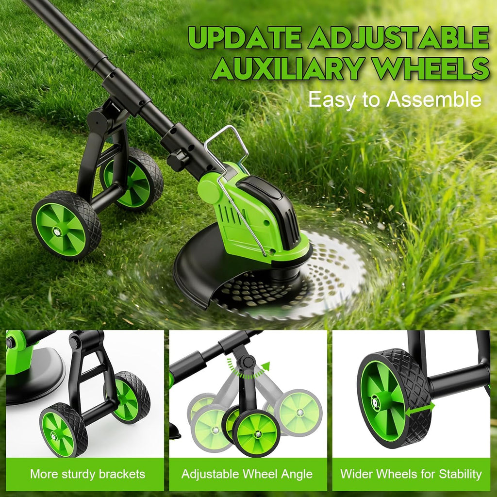 Skiennix 20000 RPM Electric Weed Wacker - Cordless 12" Brushless Trimmer with 4-in-1 Functionality & 2 Batteries