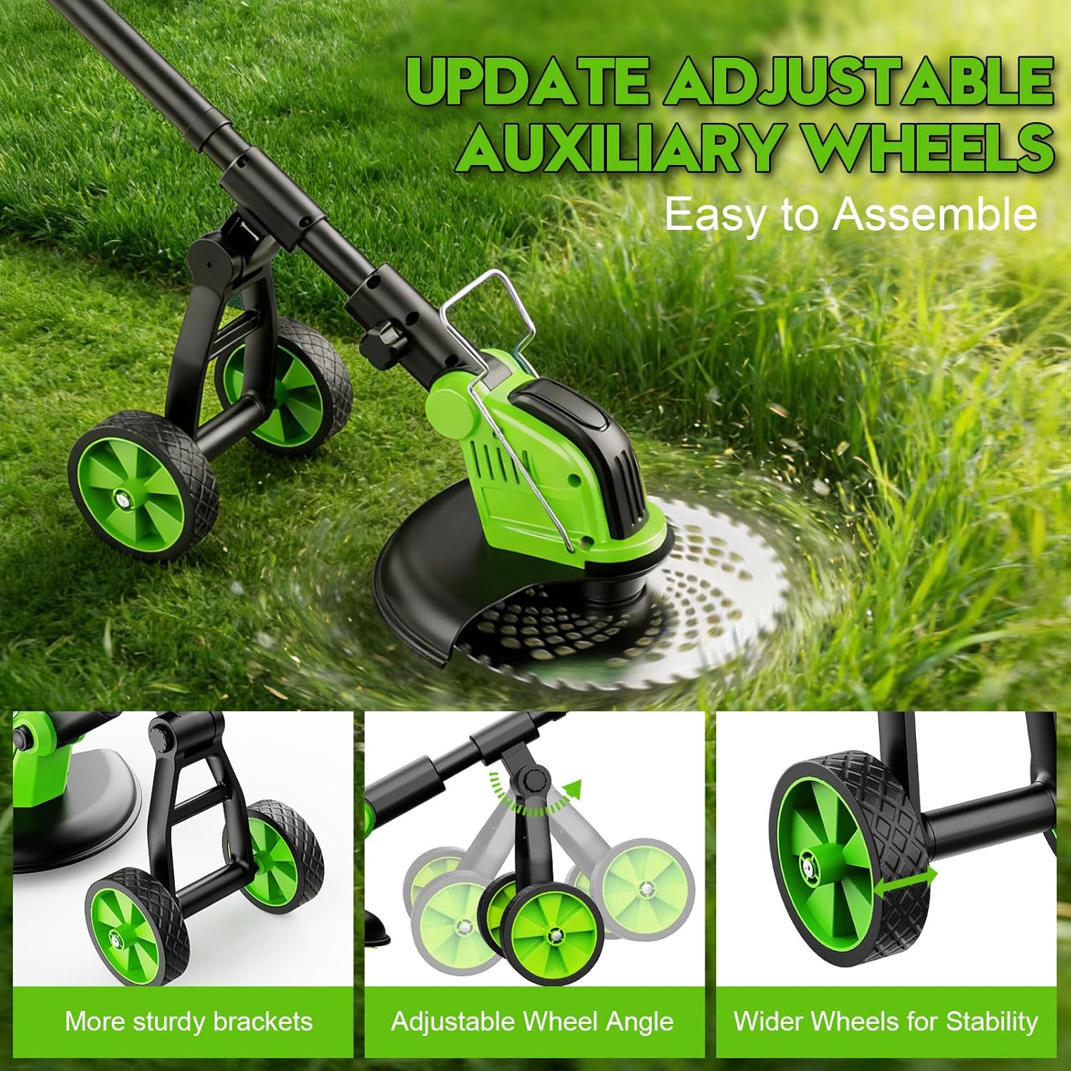 Skiennix 20000 RPM Electric Weed Wacker - Cordless 12" Brushless Trimmer with 4-in-1 Functionality & 2 Batteries
