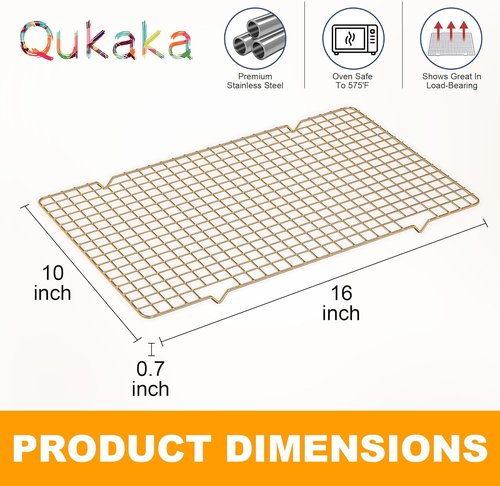 Heavy Duty Stainless Steel Cooling Racks by [Brand Name] - 10" x 16" | Oven & Dishwasher Safe, Perfect for Baking & Grilling