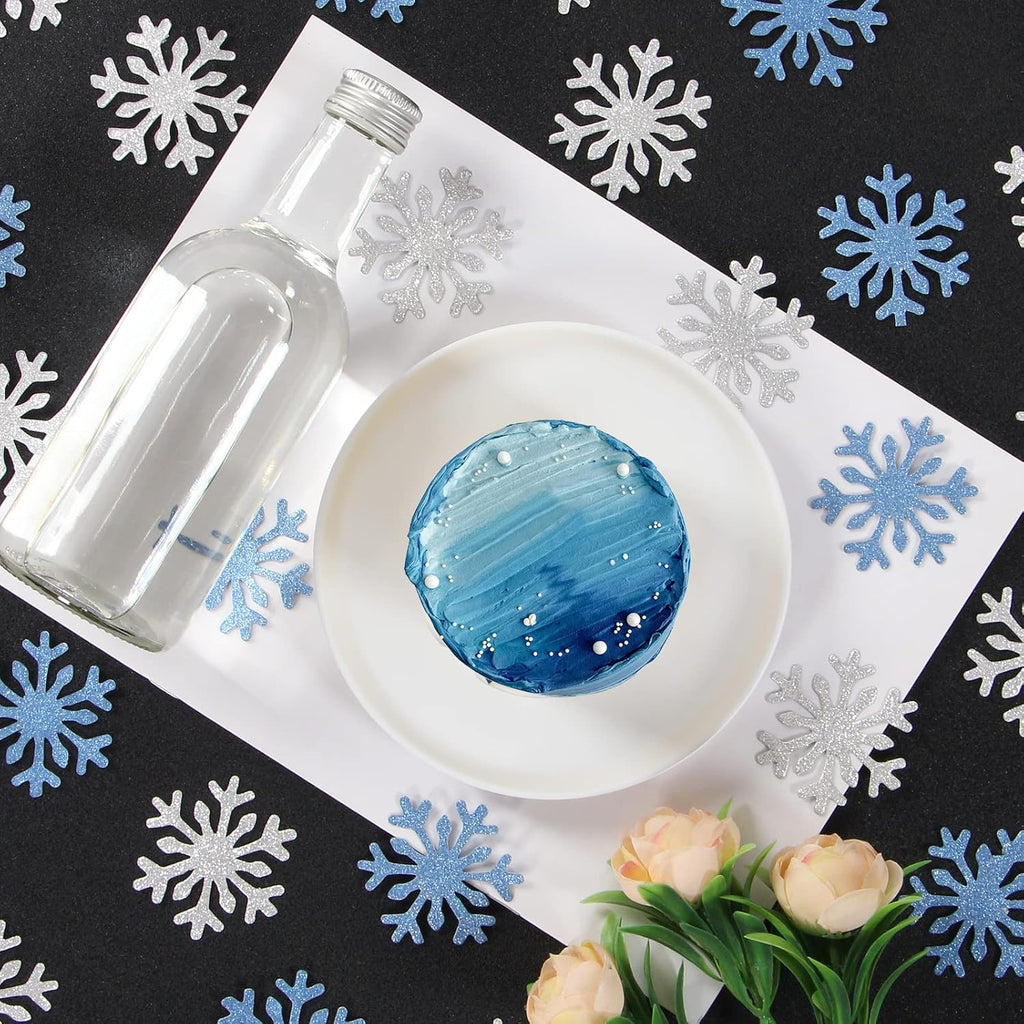 Snowflake | Snow-White Party Decorations - 100pcs Glitter Paper Confetti for Winter Wonderland Events