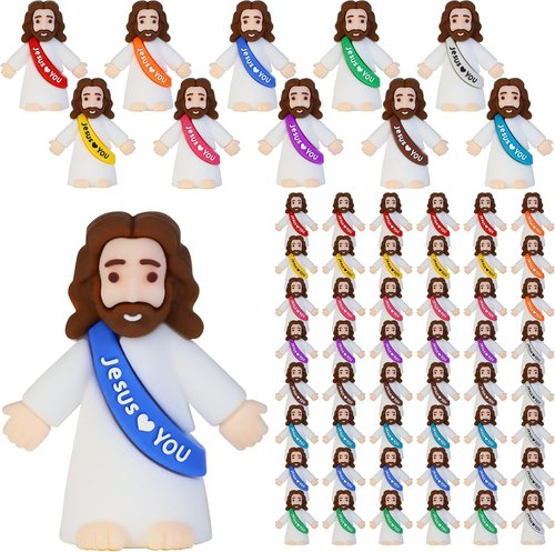 Bamamon Mini Jesus Figurines - 50 Pcs Easter Party Favors | Tiny Christ Toys for Sunday School