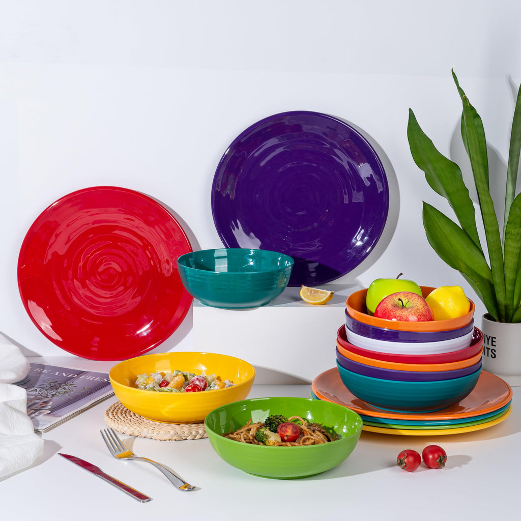 KX-WARE 8-inch Melamine Bowls, 40-ounce Salad/Pasta/Dinner Bowls, set of 6 Multicolor