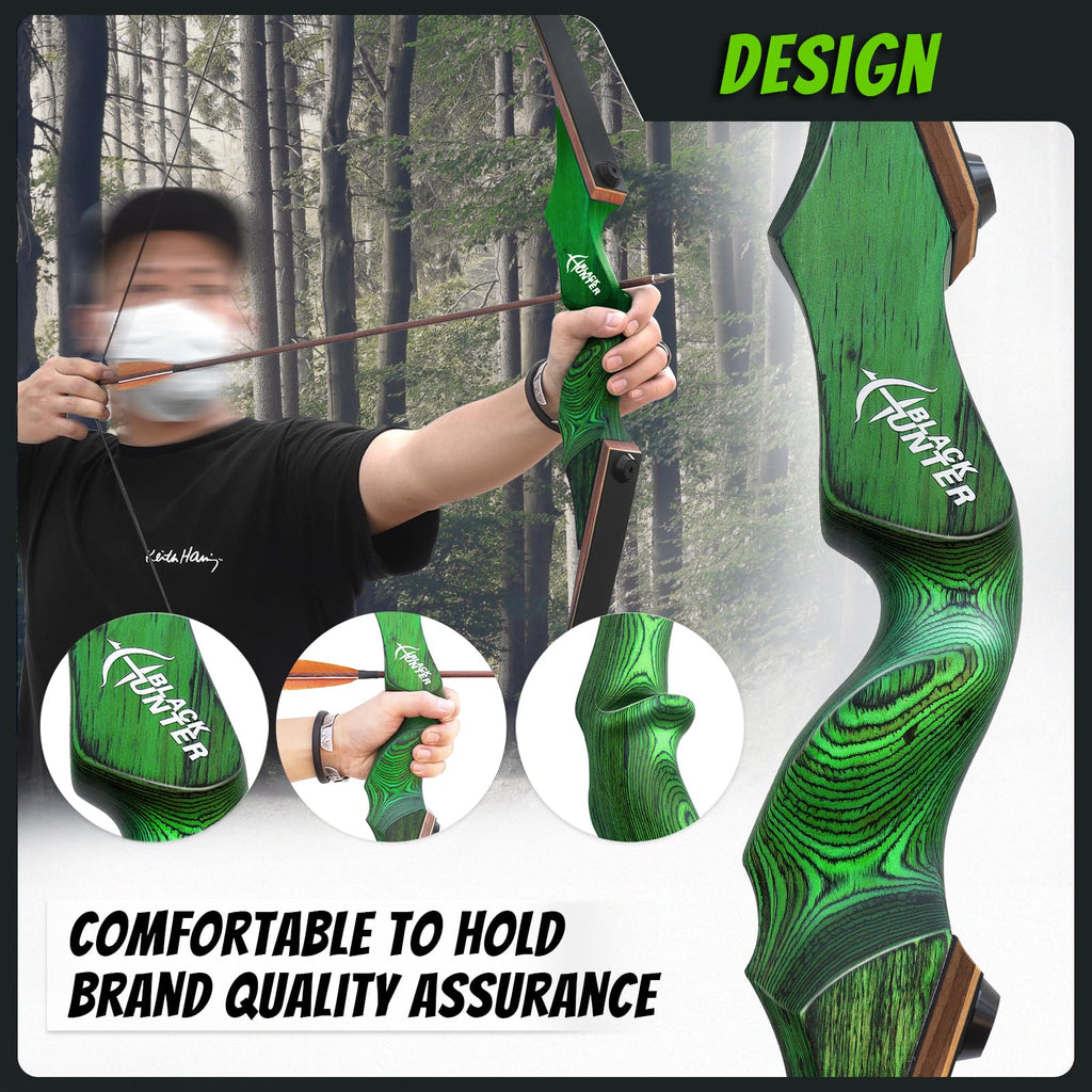 Black Hunter Archery Recurve Bow 60" Right Hand Hunting Takedown Bow Set 20-60 lbs Adults Archery Suitable for Practice Competition
