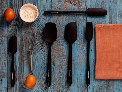KITCHENLOVE Premium Silicone Spatula Set - 600°F Heat Resistant, Non-Stick, BPA Free | 5 Pieces in Black