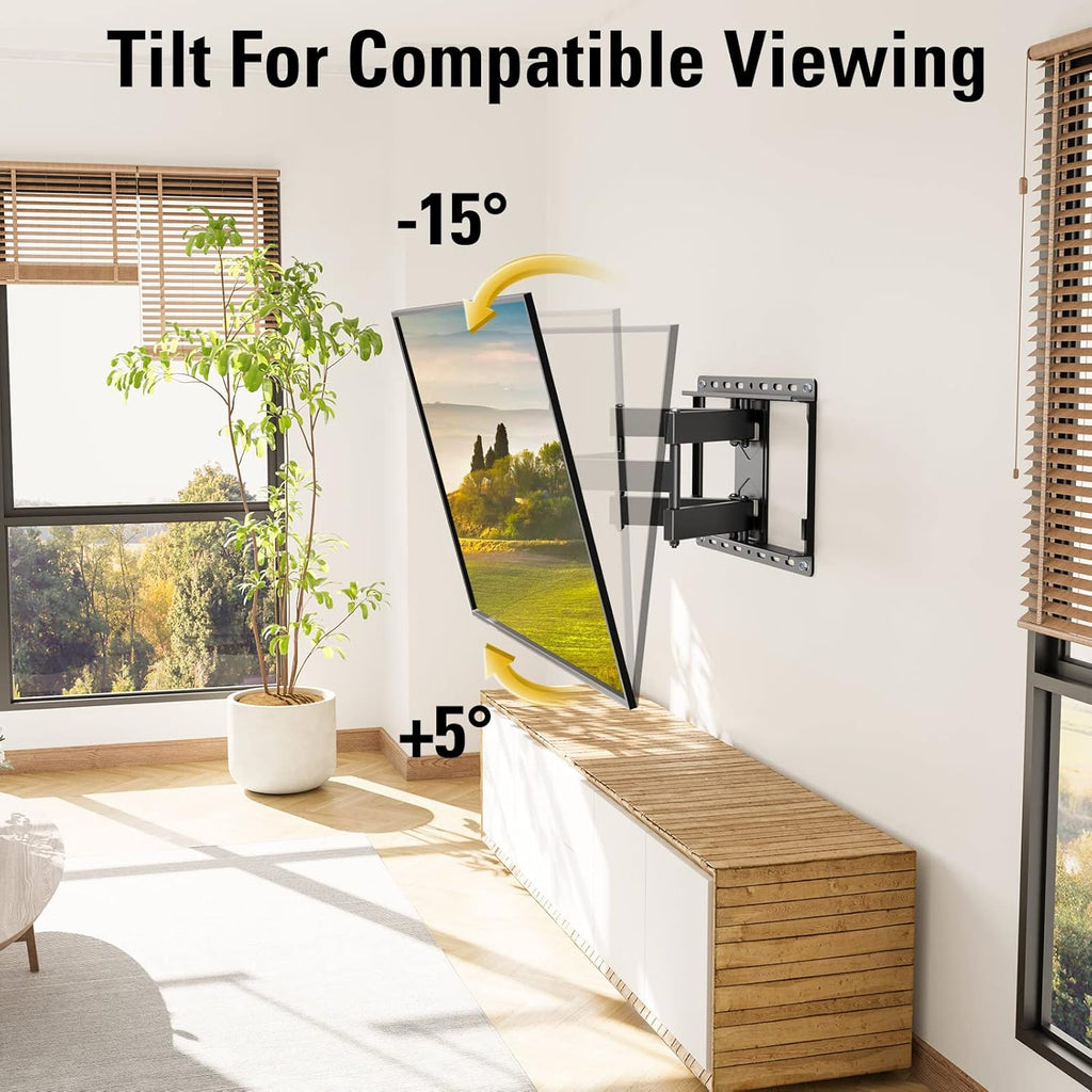 Mounting Dream Full Motion TV Wall Mount MD2380 - Fits 26-65 Inch TVs, Max VESA 400x400mm, 99 LBS Capacity | Includes Sound Bar Mount Up to 15 LBS