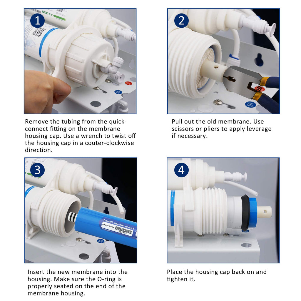 Membrane Solutions RO Membrane, 400 GPD Reverse Osmosis Membrane, 3.0"x12" Water Filter Replacement for Under Sink Home Drinking RO Water Purifier System
