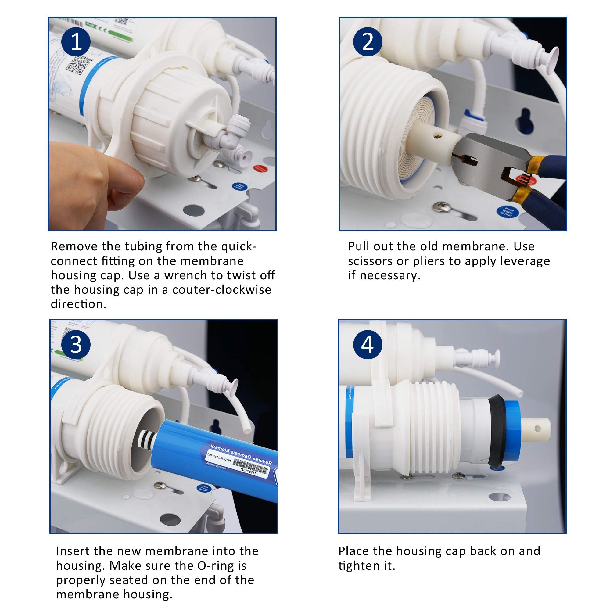 Membrane Solutions RO Membrane, 400 GPD Reverse Osmosis Membrane, 3.0"x12" Water Filter Replacement for Under Sink Home Drinking RO Water Purifier System