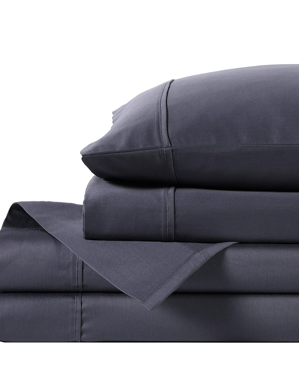 Anne Klein Reverie 100% Cotton Solid Sheet Set, King, Charcoal