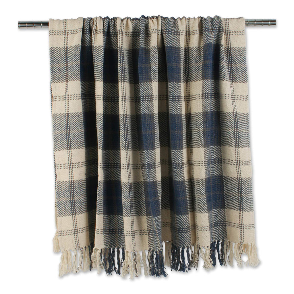 DII Farmhouse Woven Throw, 50x60 with 3" Fringe, French Blue