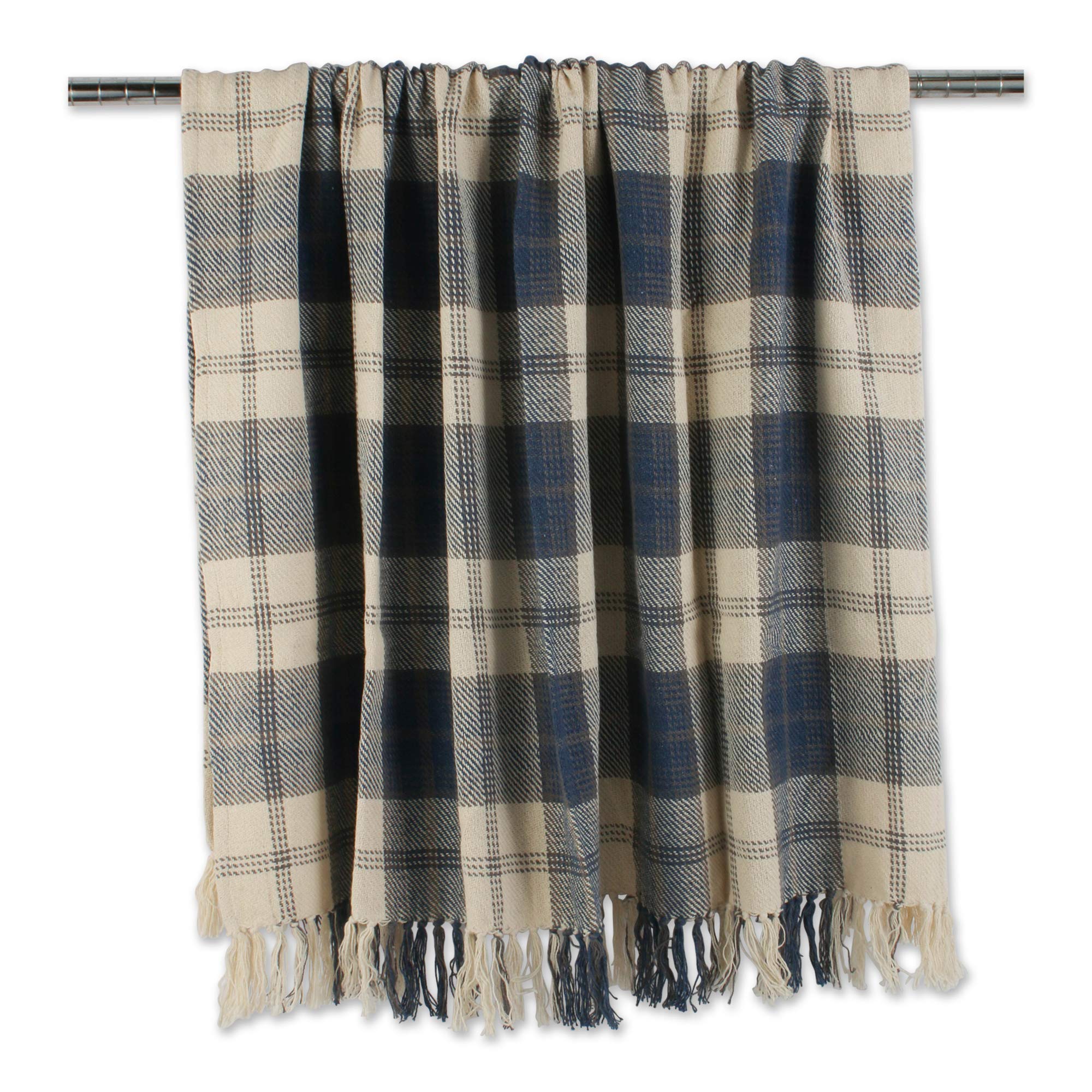 DII Farmhouse Woven Throw, 50x60 with 3" Fringe, French Blue