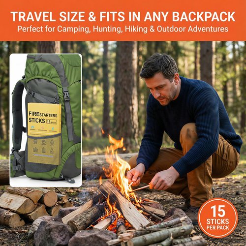 Avger Natural Fire Starter Sticks: Quick Start Fire Starters for Grills Campfires Indoor Fireplaces Outdoor Firepit BBQ & Wood Stove - Odorless Charcoal Firestarter Cubes 15 Count
