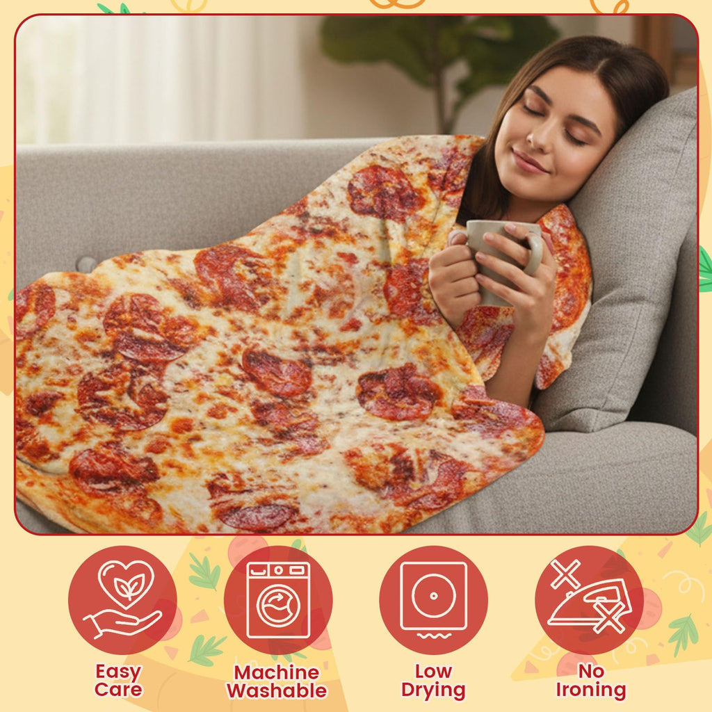 FREESOOTH Pizza Throw Blanket for Adult Kids, Novelty Round Warm Soft Tortilla Blanket for Couch Bed Funny Present, 60 Inches