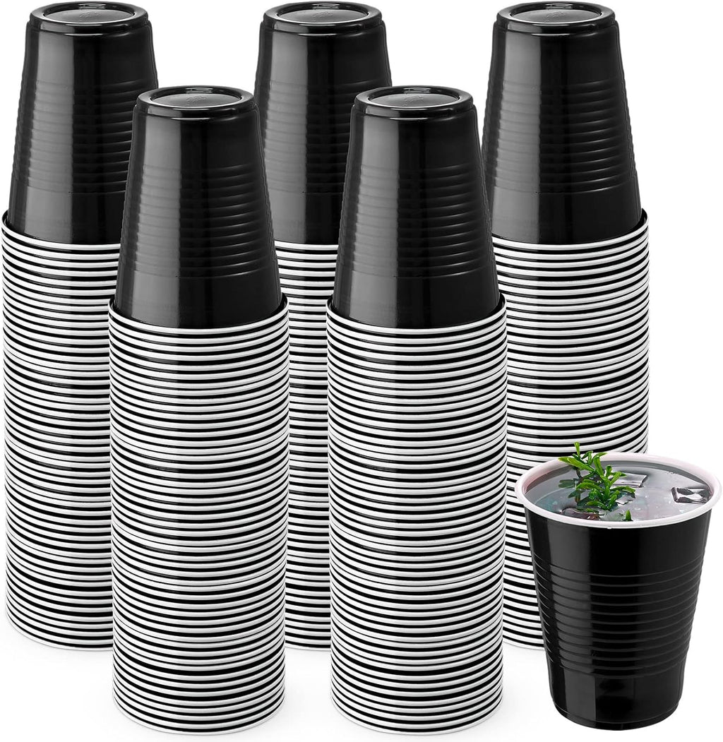 Zopeal 200 Pcs 18 oz Disposable Plastic Tumblers - Elegant Black Party Cups for Weddings & Events