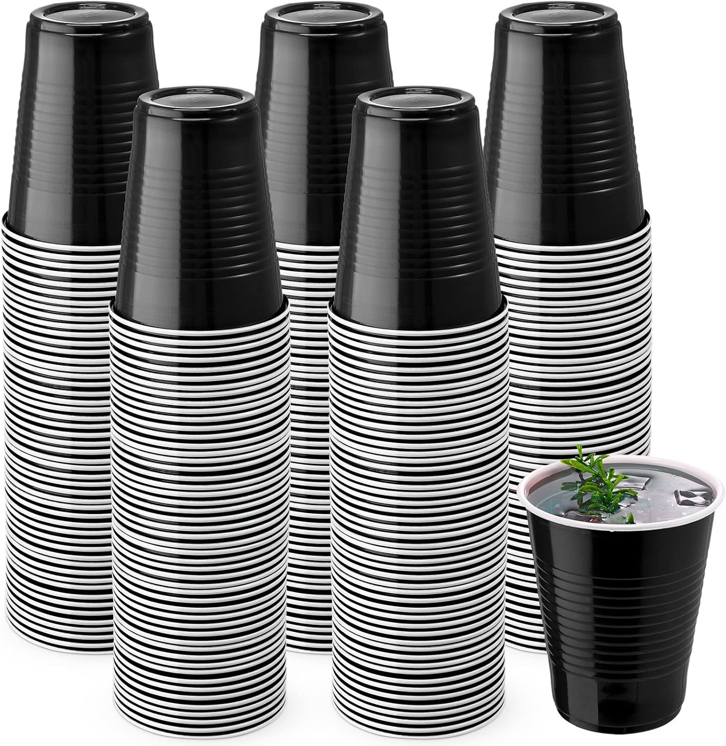 Zopeal 200 Pcs 18 oz Disposable Plastic Tumblers - Elegant Black Party Cups for Weddings & Events