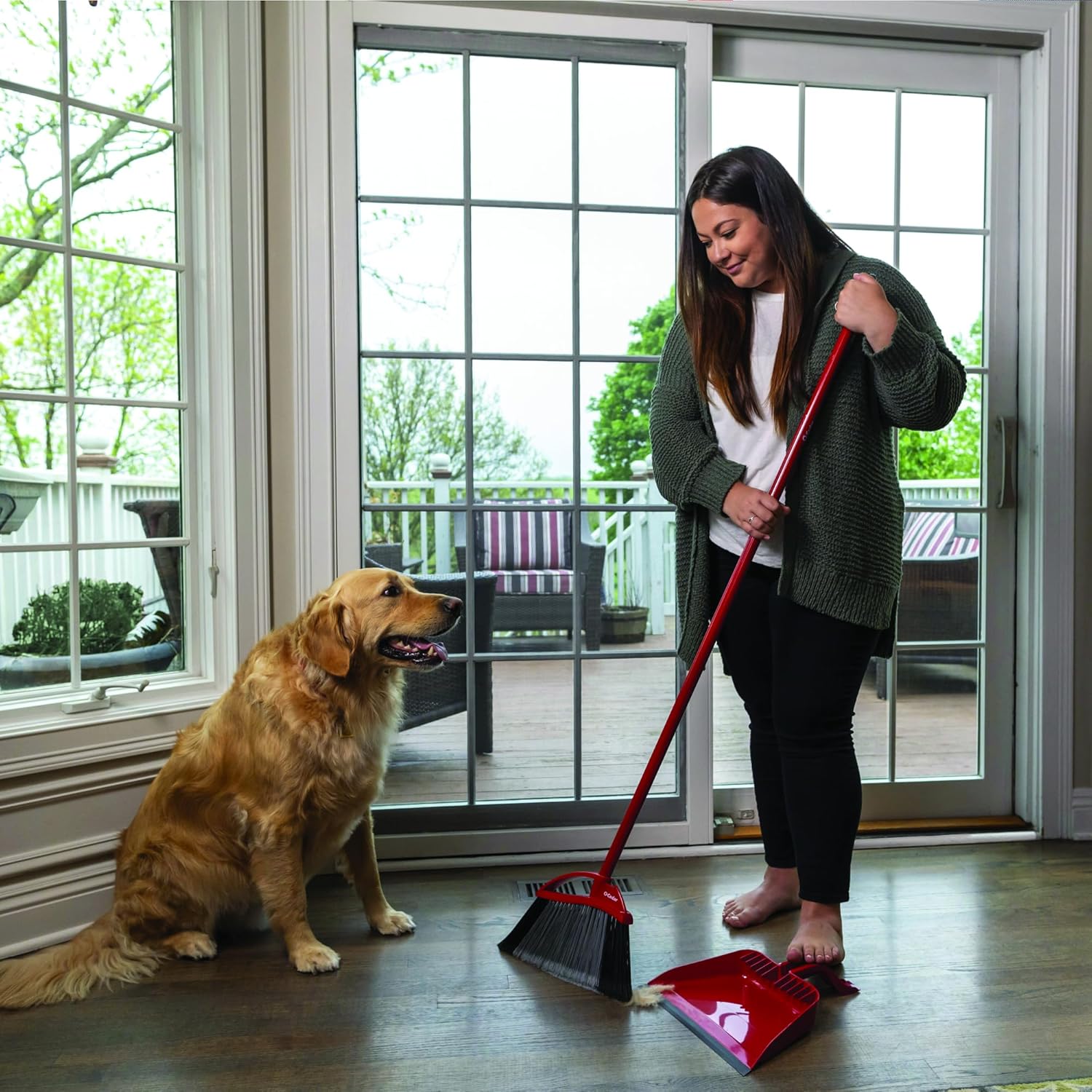 O-Cedar Pet Pro Broom - Step-On Dustpan for Effortless Cleaning | Removes 99% of Pet Hair
