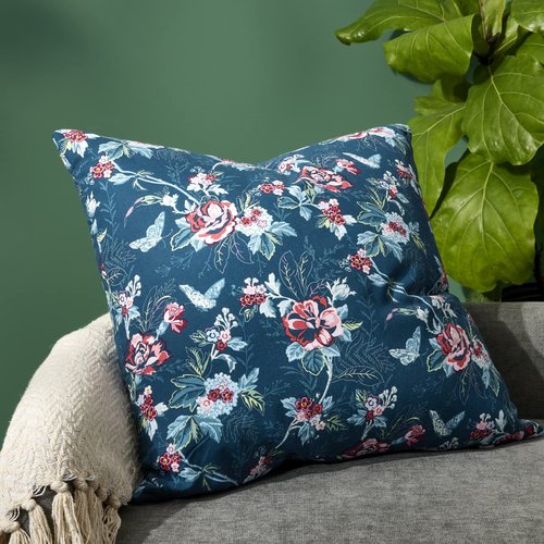 Vera Bradley Women's Cotton Decorative Throw Pillow Cover With Hypoallergenic Insert, Rose Toile - Recycled Cotton, One Size