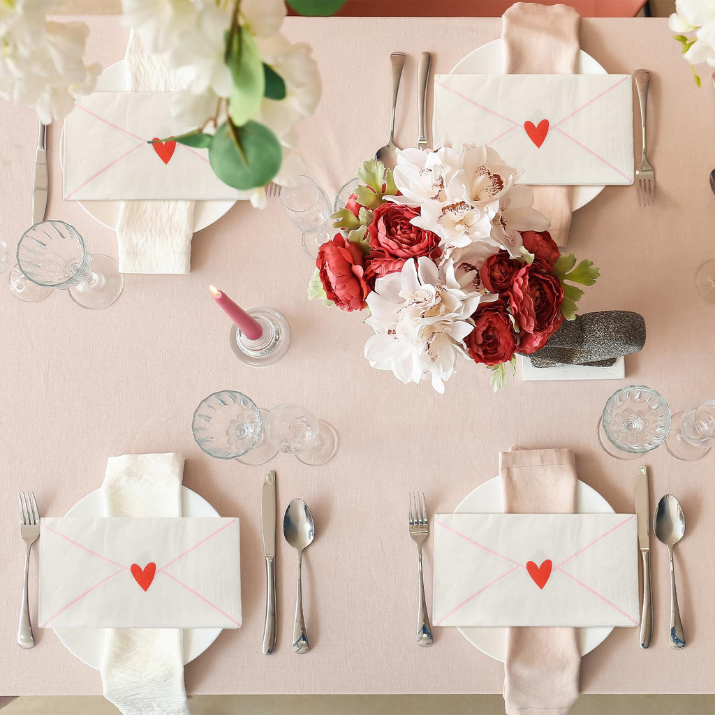 Havawish 100 Pcs Love Letters Disposable Napkins Love Heart Cocktail Napkins Red Heart Sign Paper Guest Hand Towel for Wedding Anniversary Bridal Shower Valentine Party Lunch Dinner Kitchen Bathroom