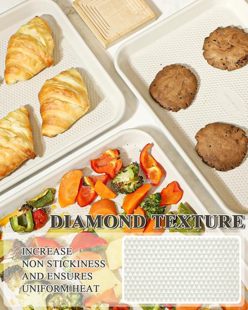 Jelly Roll Pan Set by [Brand Name] - 10x15 Nonstick Baking Sheets with Wire Rack | Durable 0.8mm Carbon Steel, Dishwasher Safe, Oven Safe to 450°F, Salted Gray