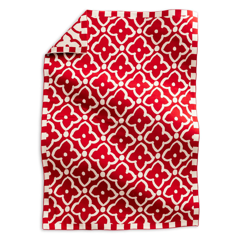 Vera Bradley Women's Cotton Double Knit Throw Blanket, Moorish Goji Berry Red, 70 X 50