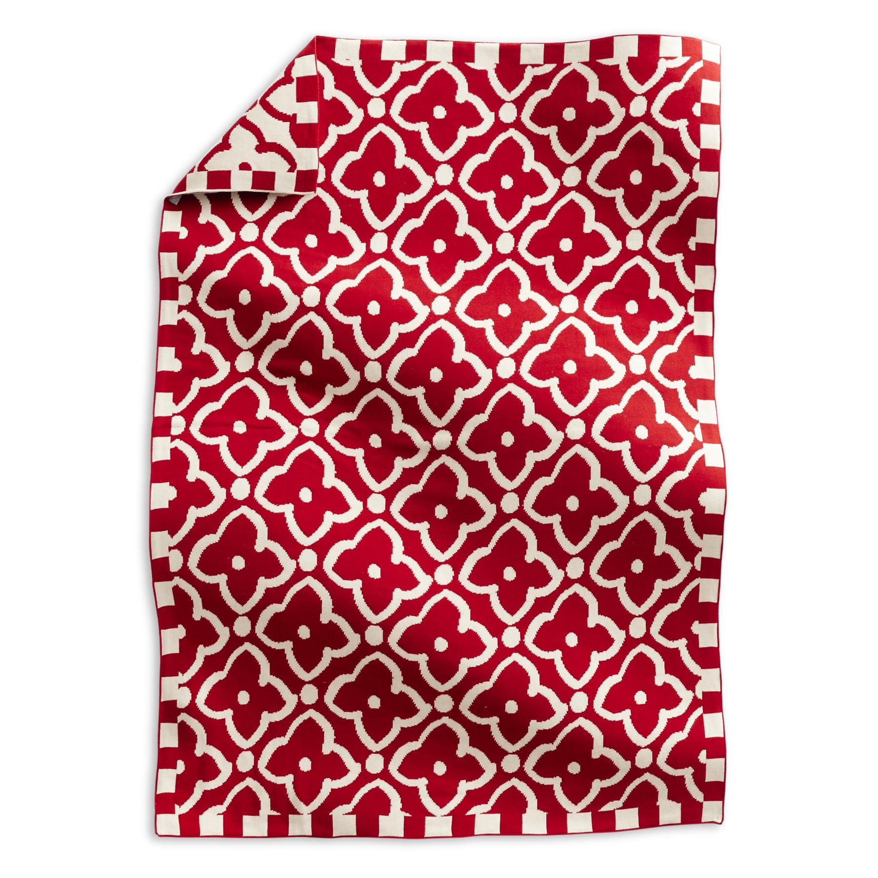 Vera Bradley Women's Cotton Double Knit Throw Blanket, Moorish Goji Berry Red, 70 X 50