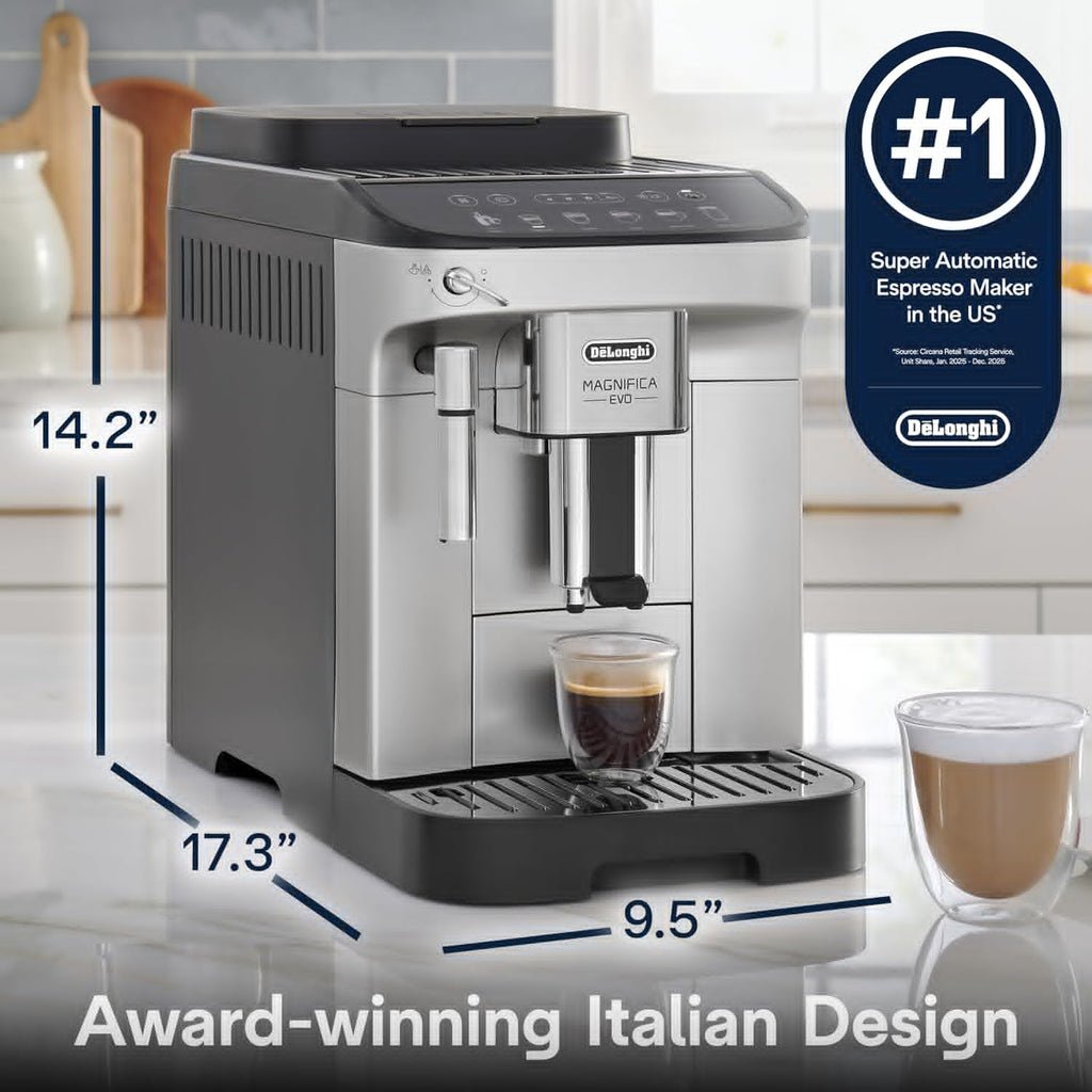 De'Longhi Magnifica Evo Espresso & Coffee Machine - Automatic with Manual Frother & Built-in Grinder | ECAM29043SB