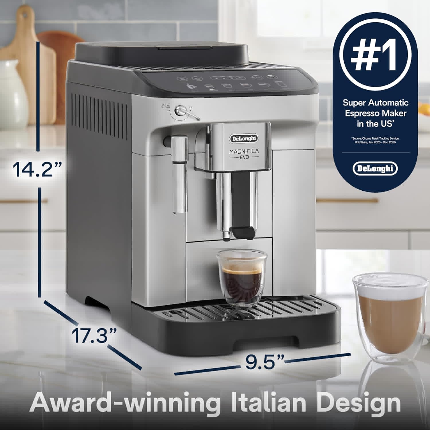 De'Longhi Magnifica Evo Espresso & Coffee Machine - Automatic with Manual Frother & Built-in Grinder | ECAM29043SB