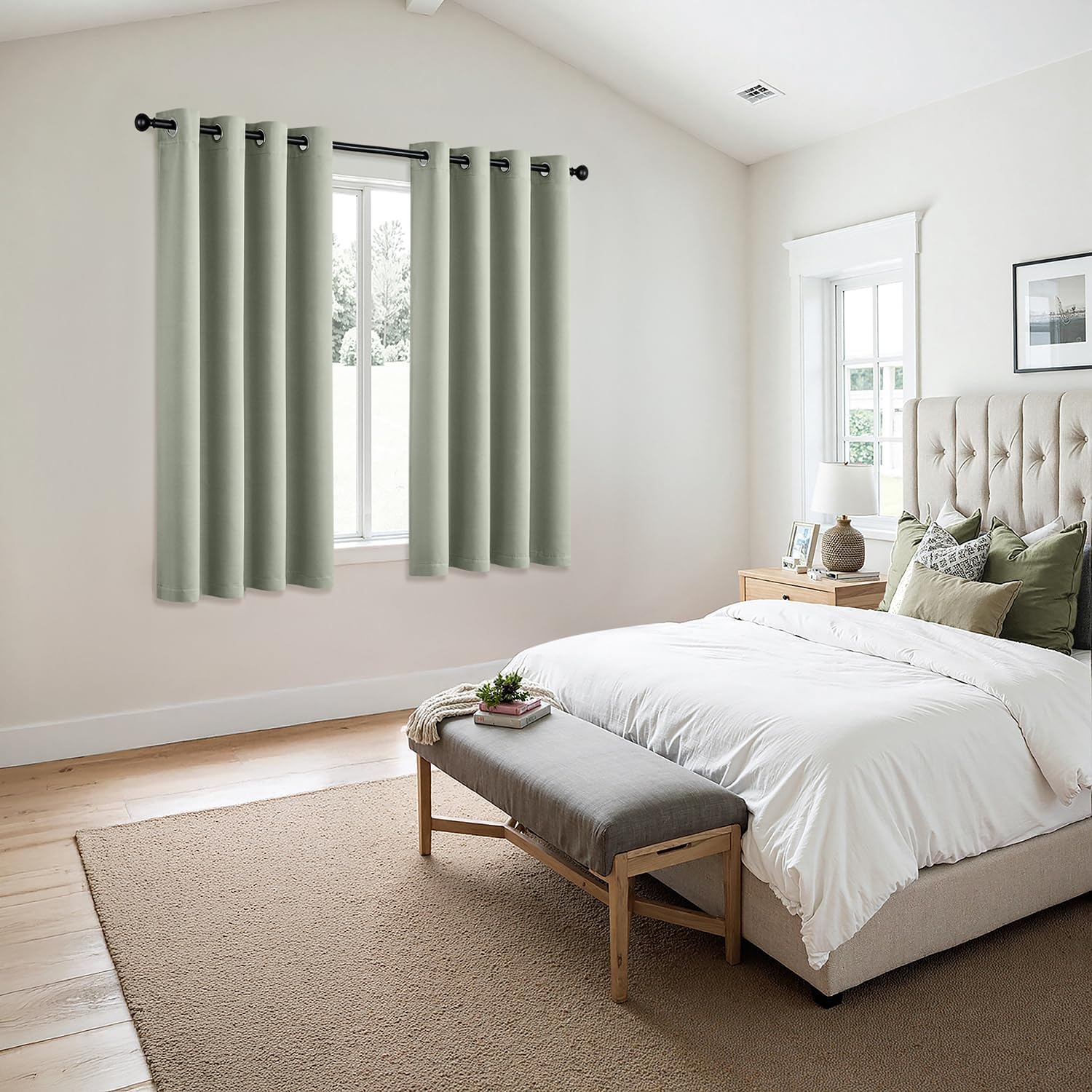 MIULEE Sage Green Blackout Curtains - Thermal Insulated Room Darkening Drapes | 63 Inches Long, 2 Panels