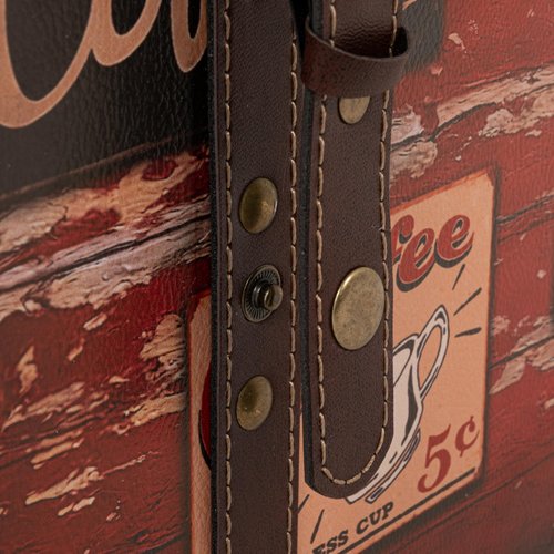 Household Essentials Medium Decorative Trunk, Coffee Shop Faux Decoupage, Antique Exterior, Leather and Metal Accents, Fabric Interior, Hinged Lid, Brown