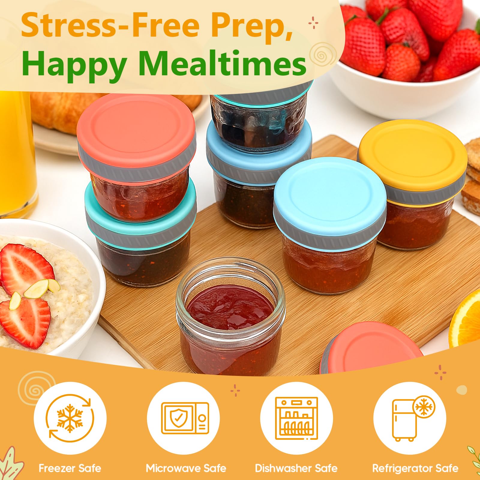 Tronco 12 oz Glass Sippy Cup for Kids & Toddlers | Mason Jar Smoothie Cups with Spill-Proof Silicone Straws, Non-Slip Silicone Sleeves & Lids, BPA-Free Snack Cups, Dishwasher Safe