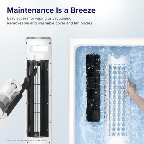 LEVOIT Bladeless Tower Fan - 90° Oscillation, 28dB Quiet Operation, 12H Timer, 5 Speeds | 36 Inch, White