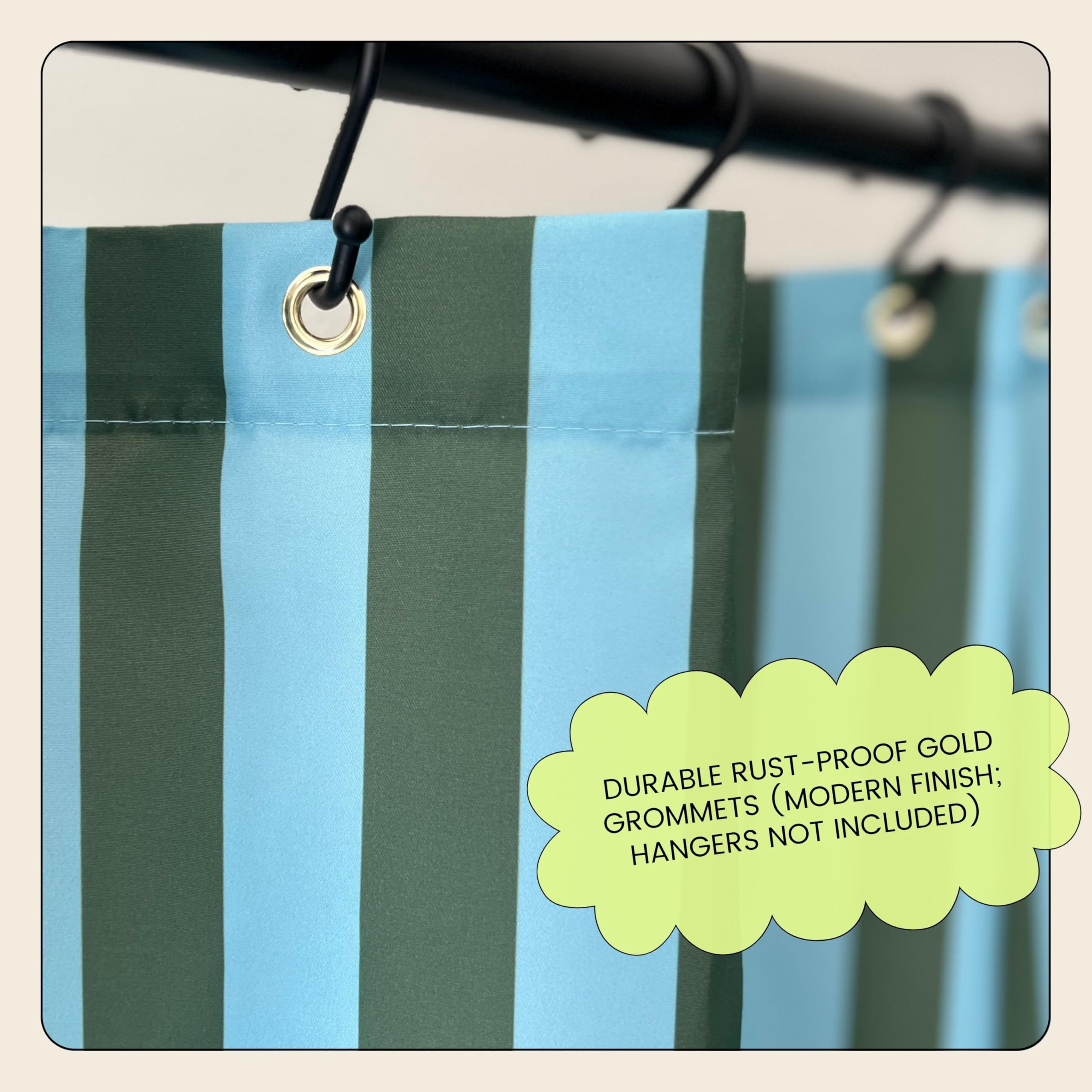 Worthwhile Goods Striped Shower Curtain - Green and Teal Stripes - Modern Coloruful Home Decor - Fabric Shower Curtain for Any Bathroom - 72x72 Inches (Green/Teal Stripes)