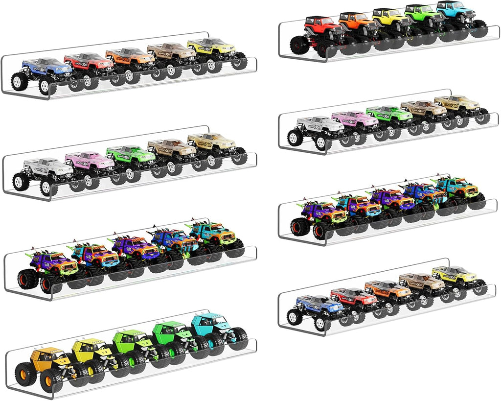 Upsimples 8 Pack Acrylic Wall Shelves - Clear Display Organizers for Toys, Perfume & Books