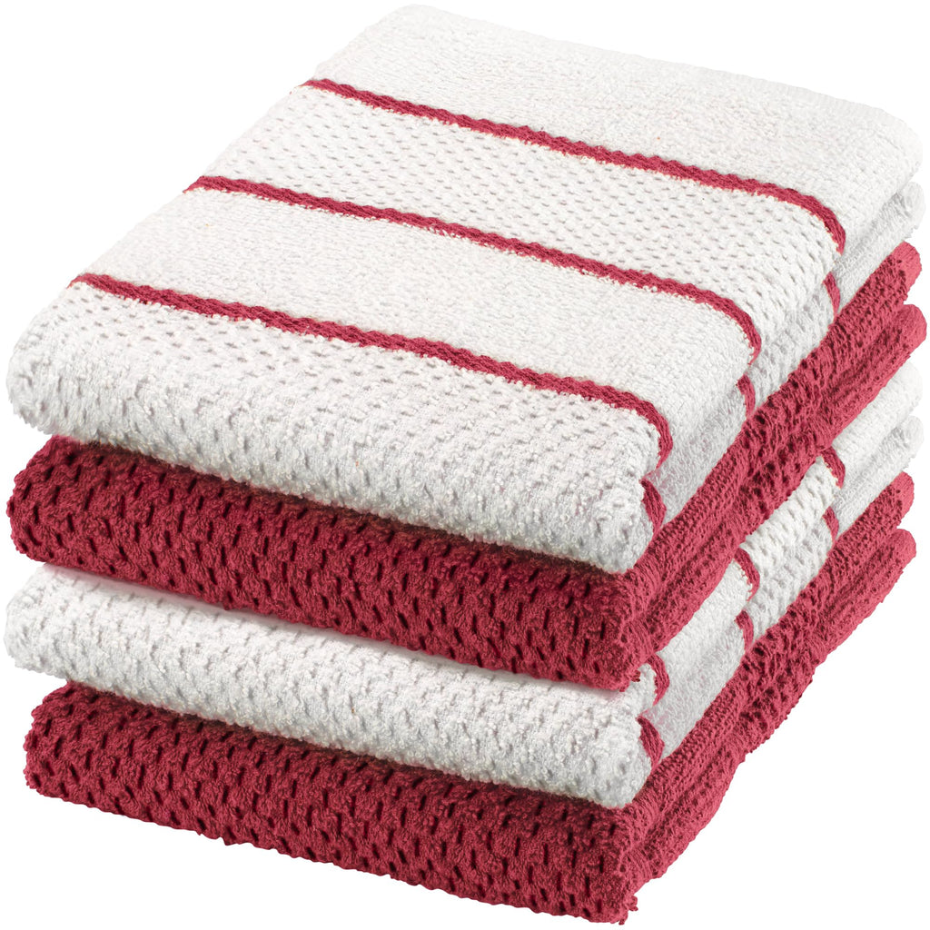 DecorRack 4 Pack Large Kitchen Towels, 16x19 inch Absorbent Dishcloths, 100% Cotton Terry Cleaning Cloth, Grey Set (Pack of 4)