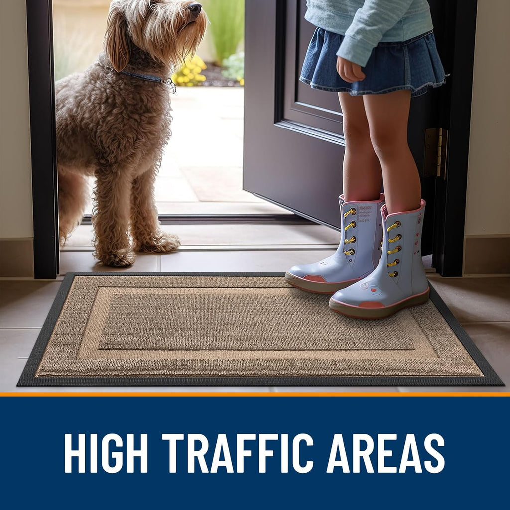 OLANLY Waterproof Front Door Mat - All-Season Indoor/Outdoor Doormat | Sturdy Natural Rubber, 33x21 Mocha