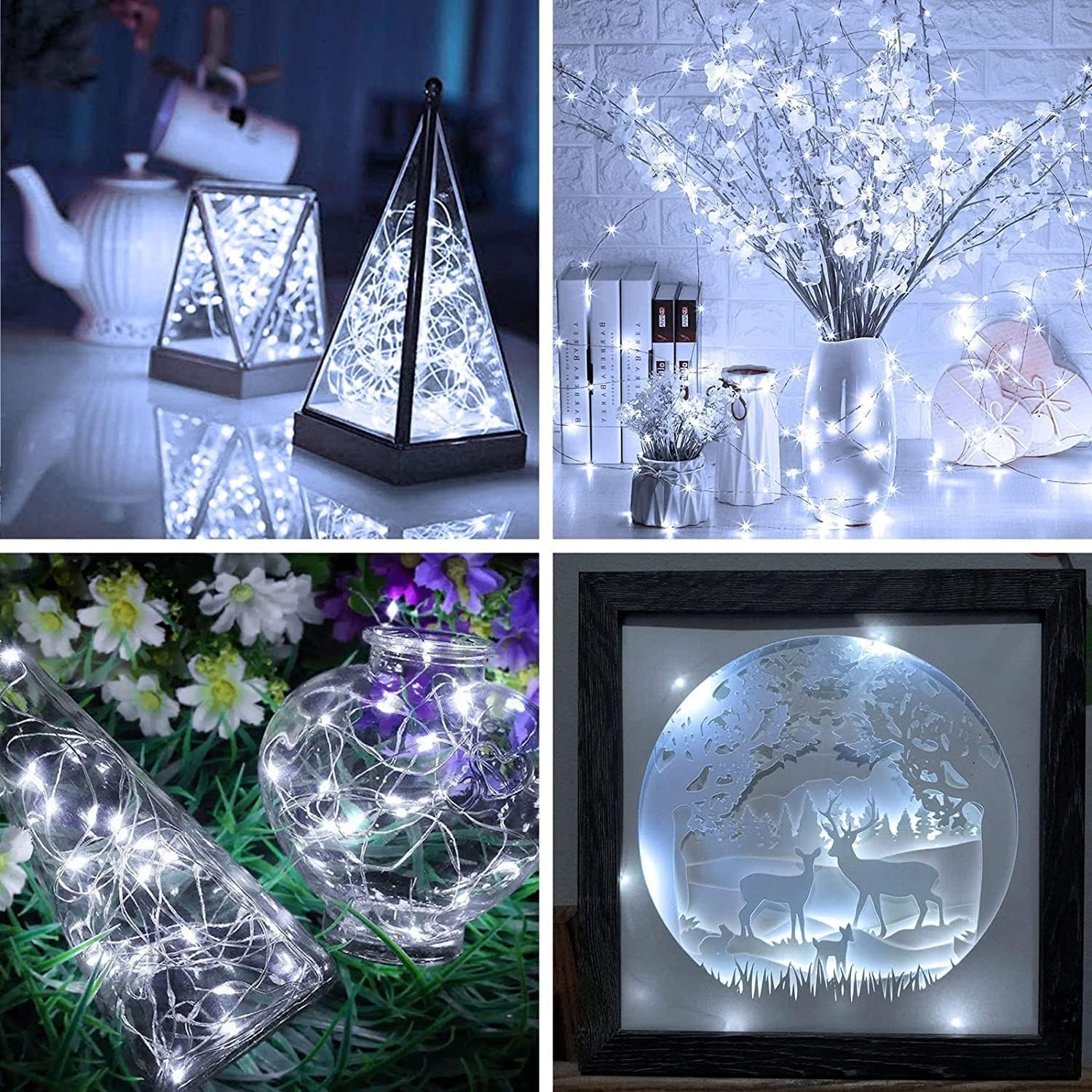 Skiennix 10 Pack Fairy Lights - 7ft 20 LED Battery Operated Twinkle String Lights | Warm & Cool White for DIY Crafts & Decor