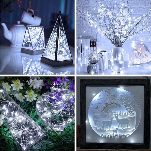 10 Pack Fairy Lights Battery Operated - 7ft 20 LED Twinkle Lights Copper Wire Mini String Lights Firefly Lights for Mason Jars DIY Crafts Christmas Centerpiece Table Decor, Warm White & Cool White