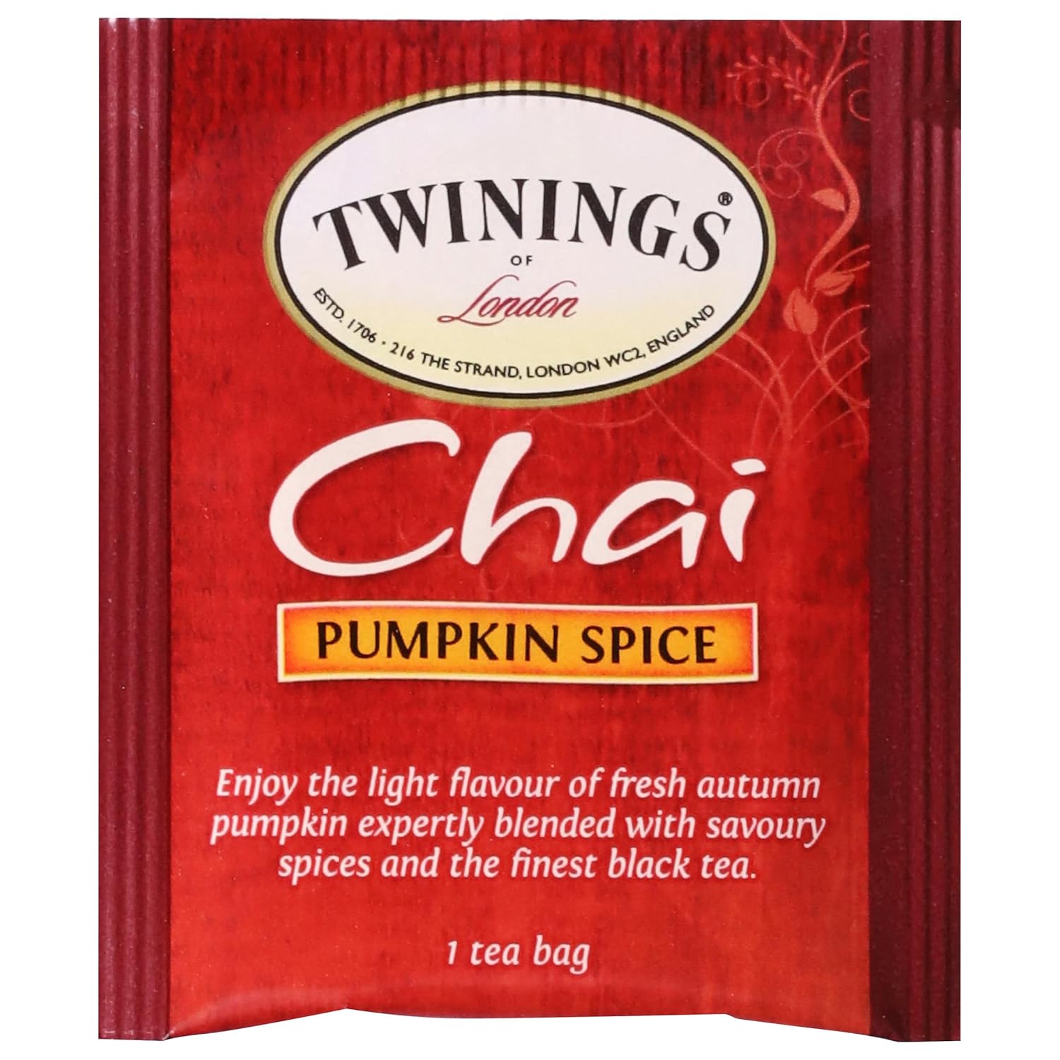 Twinings Pumpkin Spice Chai Black Tea - Warm & Spicy Flavor, 20 Individually Wrapped Bags (Pack of 6)