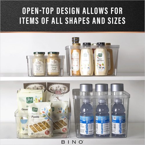 BINO Large Plastic Bins - 2 Pack | BPA-Free Clear Storage Containers for Fridge & Pantry Organization