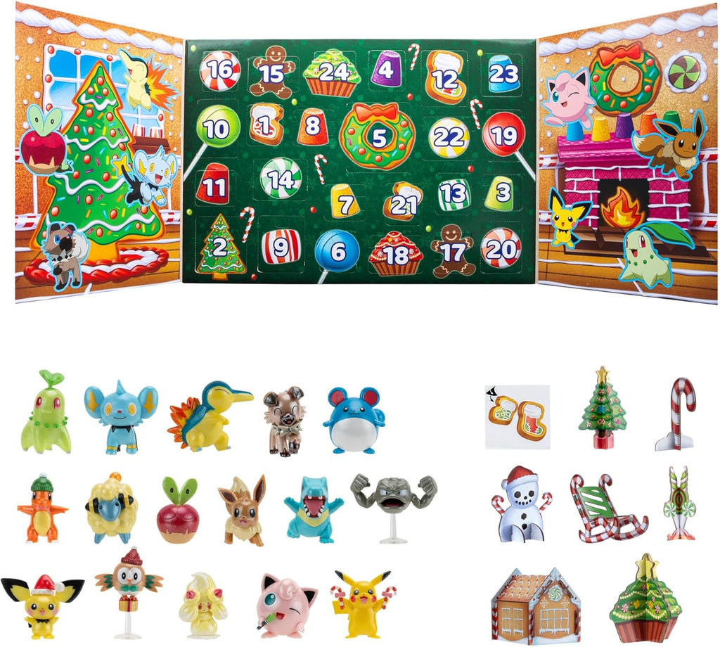 Pokémon PKW3066 Holiday Calendar - 24 Collectible 2-Inch Battle Figures for Fun Adventures
