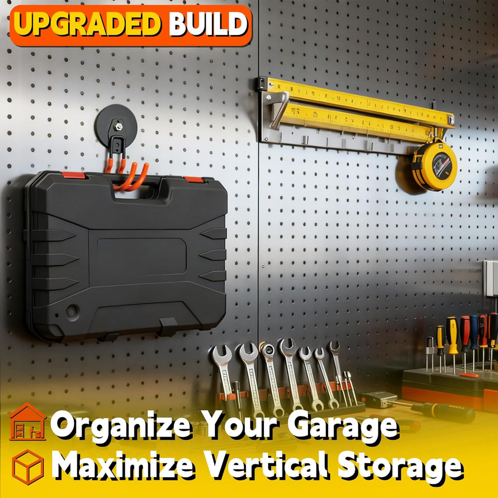 ULIBERMAGNET Ultra-Strong Magnetic Hooks - 40LB Heavy Duty Hold for Tools & Cords | 2 Pack, Orange, 3.46 Inch