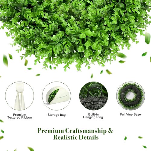 Boxwood Wreaths by [Brand Name] - Preserved 24" Front Door Decor | Elegant Summer Wreath