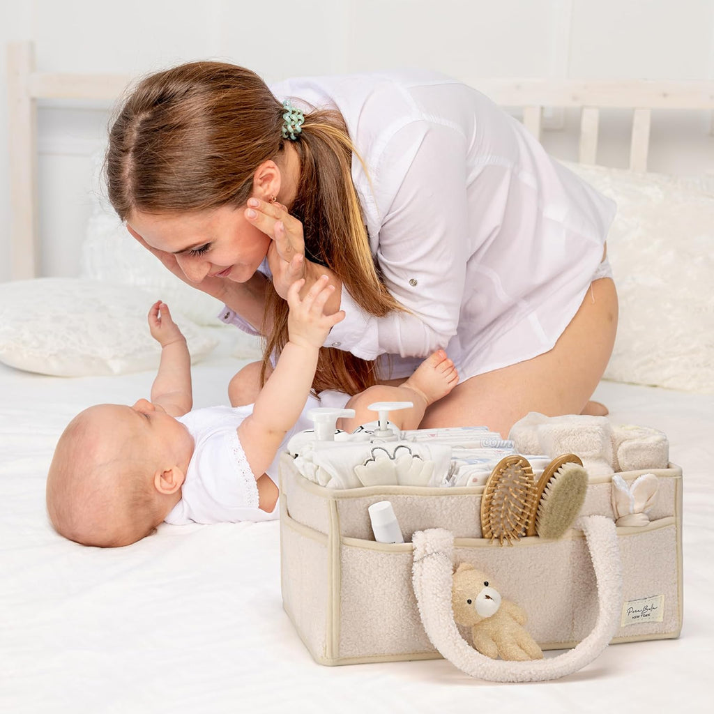 PeraBella Baby Diaper Caddy Organizer - Portable Storage Basket for Newborn Essentials | Perfect Shower Gift
