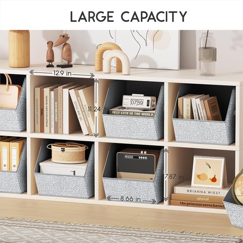 Homsorout Large Closet Storage Cubes - Dual Handle Bins for Clothes & Toys | Light Gray, 4 Pack